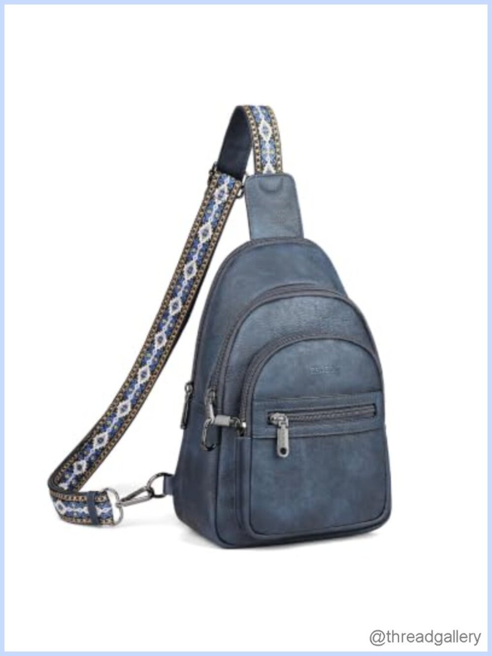 Faux Leather Crossbody Sling Bag 11 Pockets Adjustable Strap Small